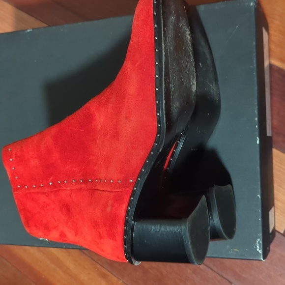 Rag and nd bone red suede willow stub boots 38 8 - Picture 1 of 10